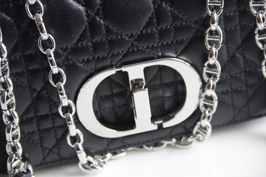 Small Dior Caro Bag Black Supple Cannage Calfskin